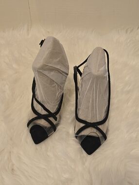 Nine West Black Strappy Pointed-Toe Heels